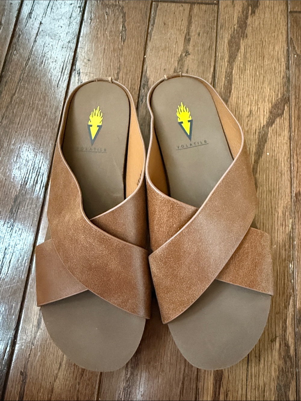Volatile Brown Leather Sandal Wedges